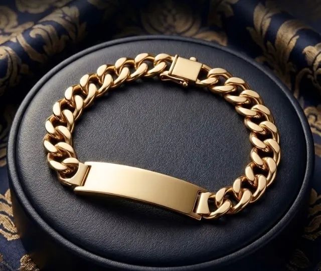 Pulseira Grumet com Placa Em Ouro 18k 750