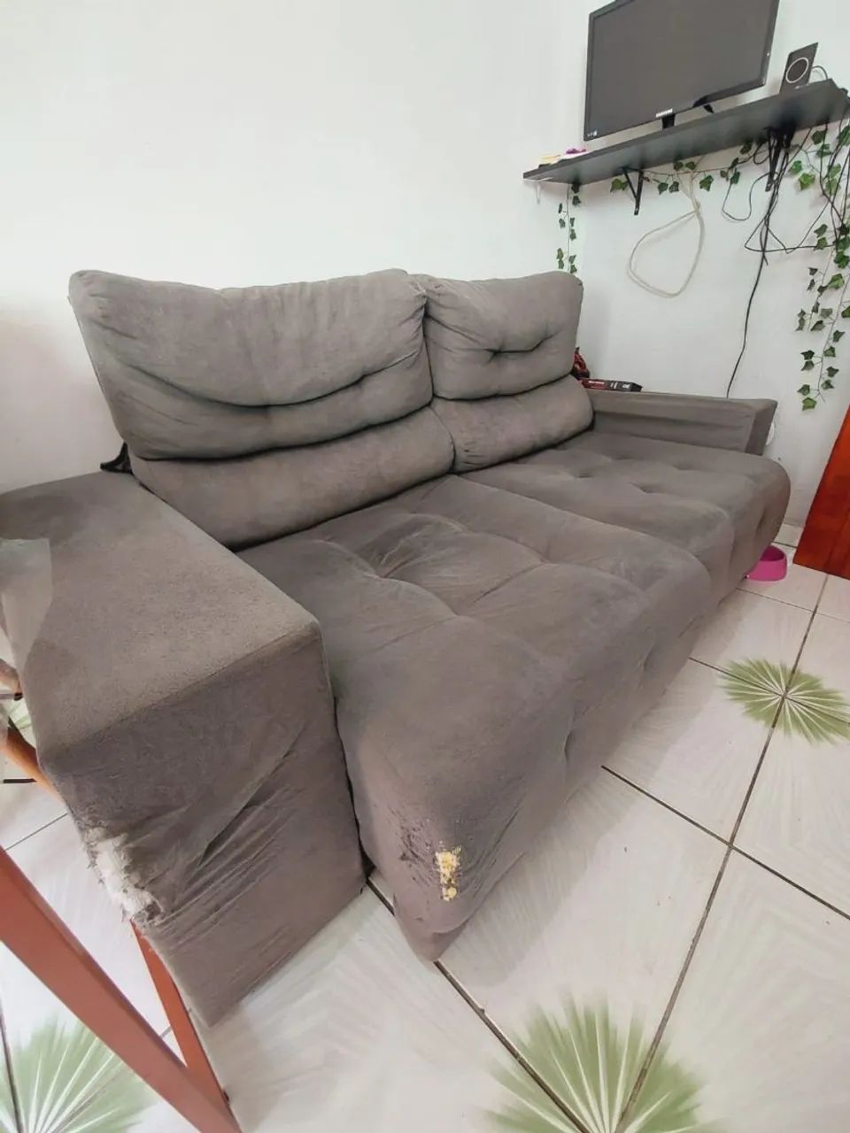 Sofá Usado Retrátil e Reclinável Cinza - Venda no Estado