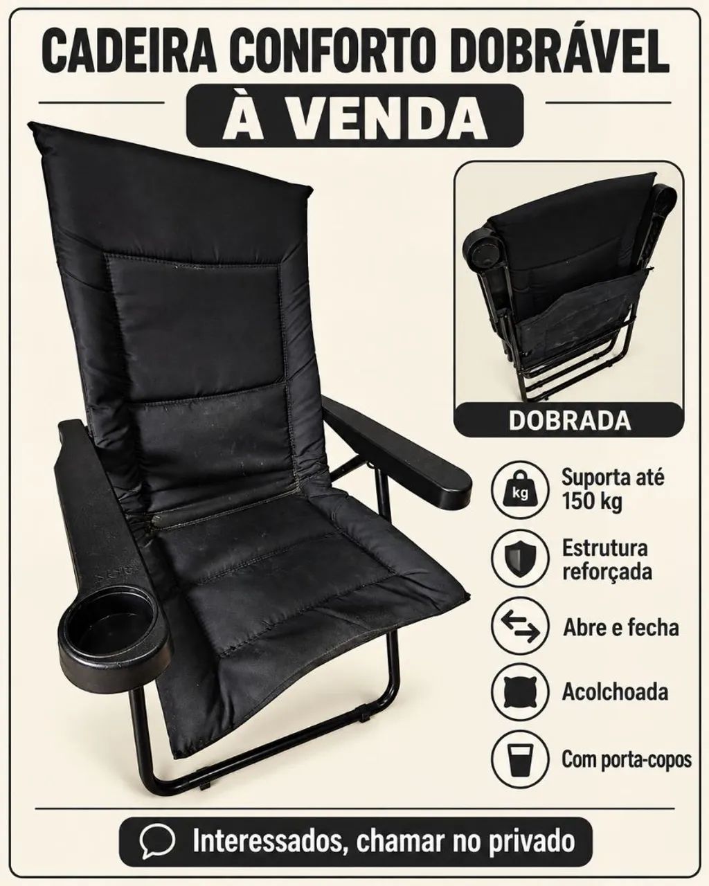 Cadeira dobrável almofadada