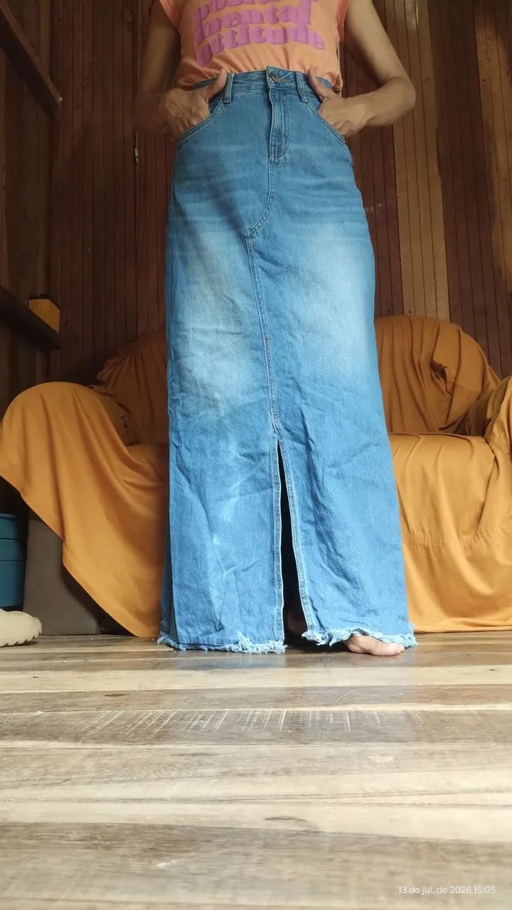 Saia jeans longa número 36 marca Toli - Foto 4