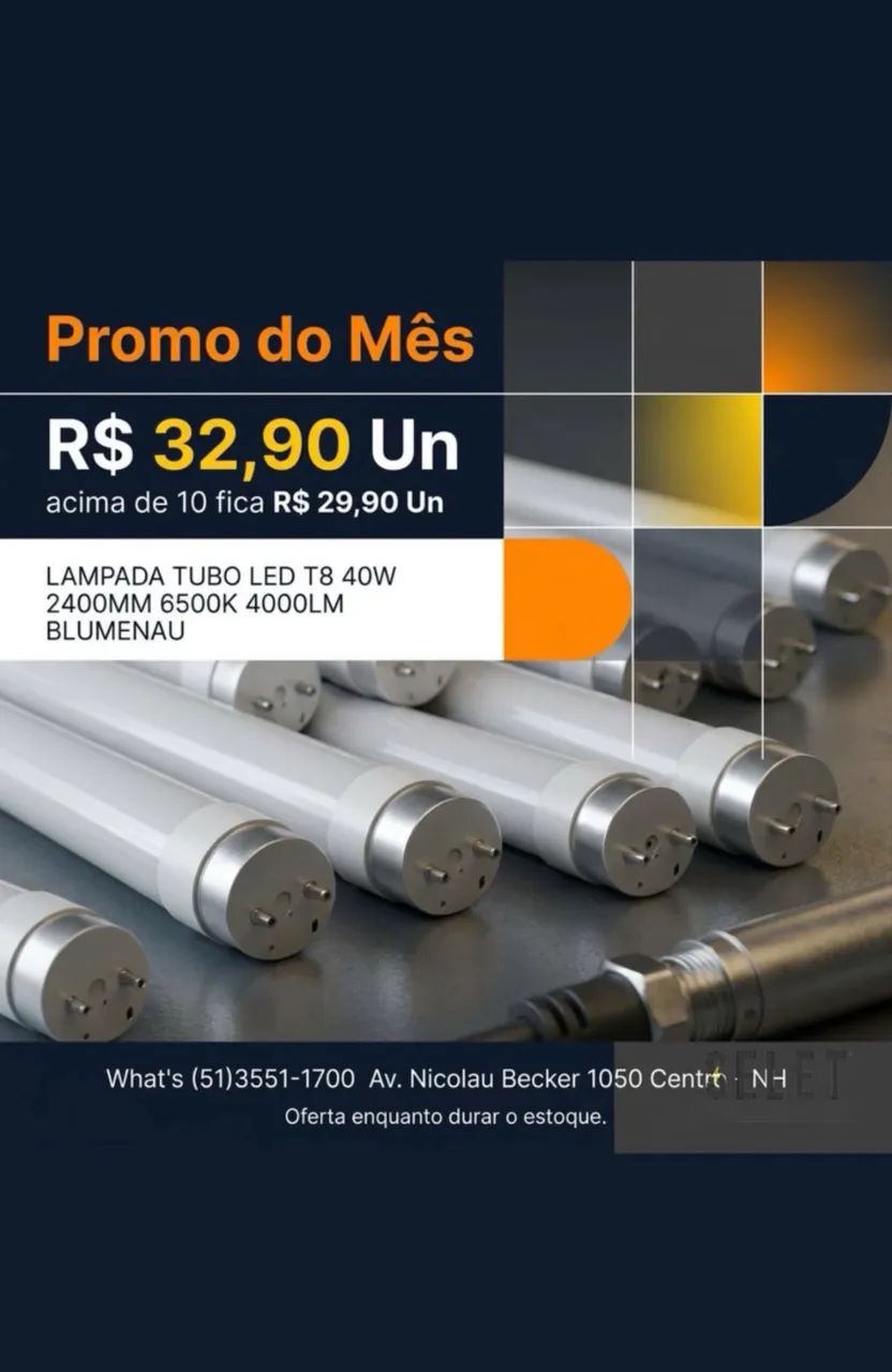 Lâmpadas tubo led 40w