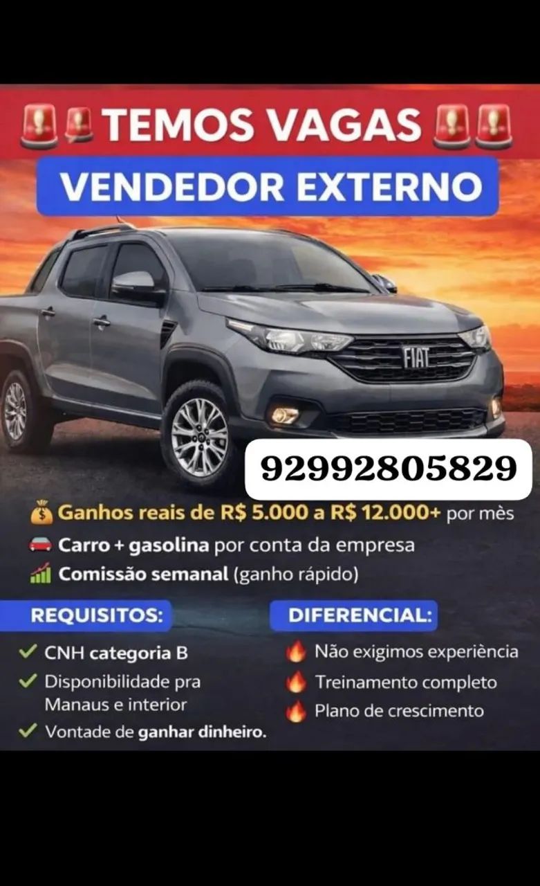 Vendedor externo sem experiência 