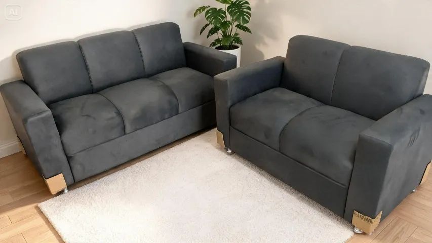 Sofá 2 e 3 Lugares Suede Grafite D33 Resistente e Confortável - Foto 2