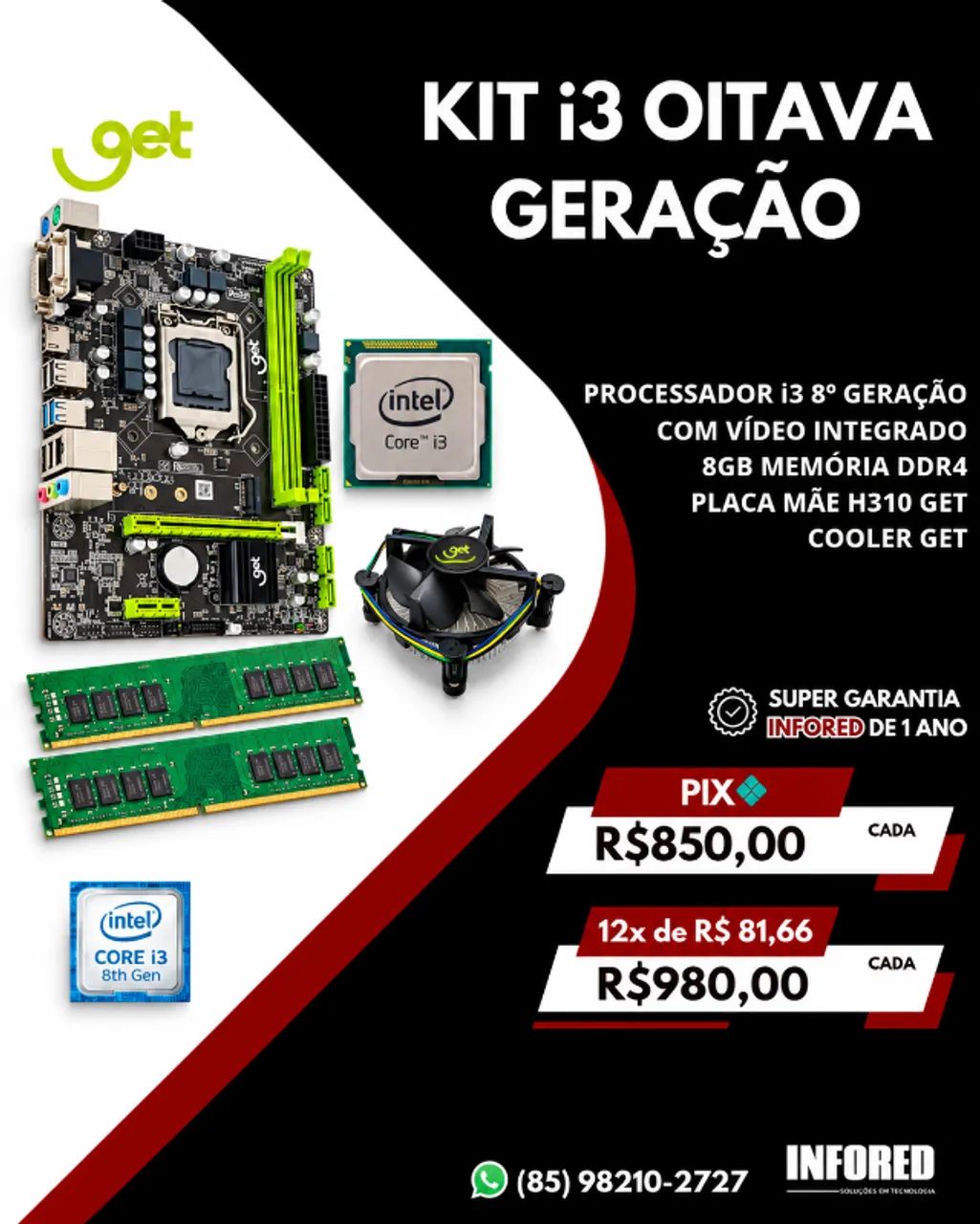 Kit Upgrade Intel Core i3 8ª Geração
