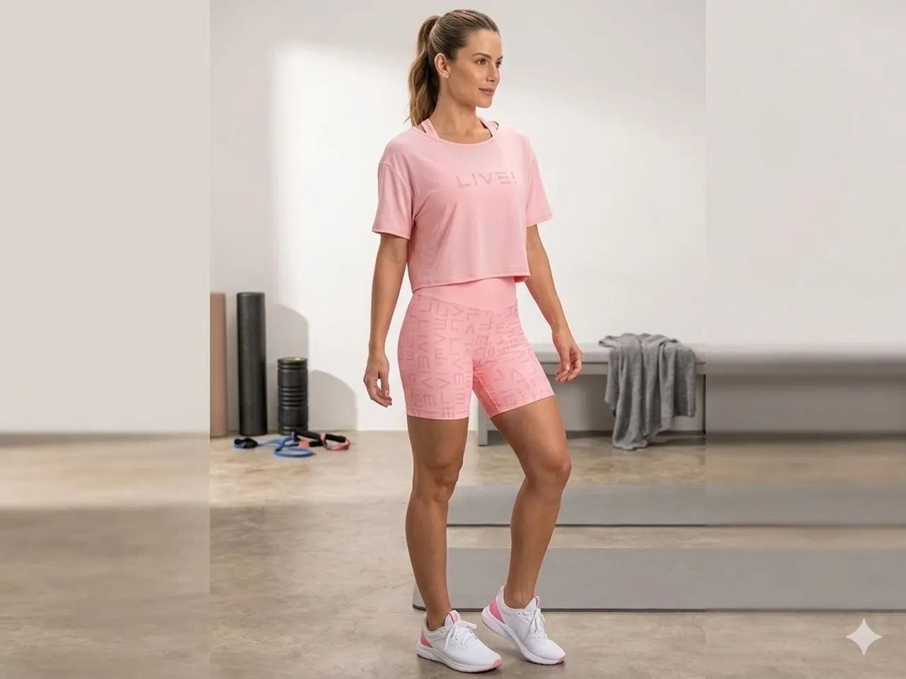 LIVE! Conjunto top + short + camiseta (TAM G)