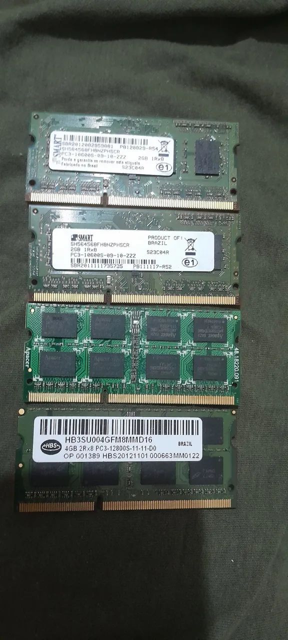 Lote 4 memórias ram