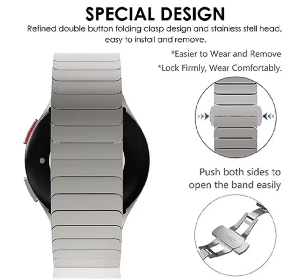 Pulseira de aço inox para galaxy watch 4, 5, 6, 7 - Foto 2