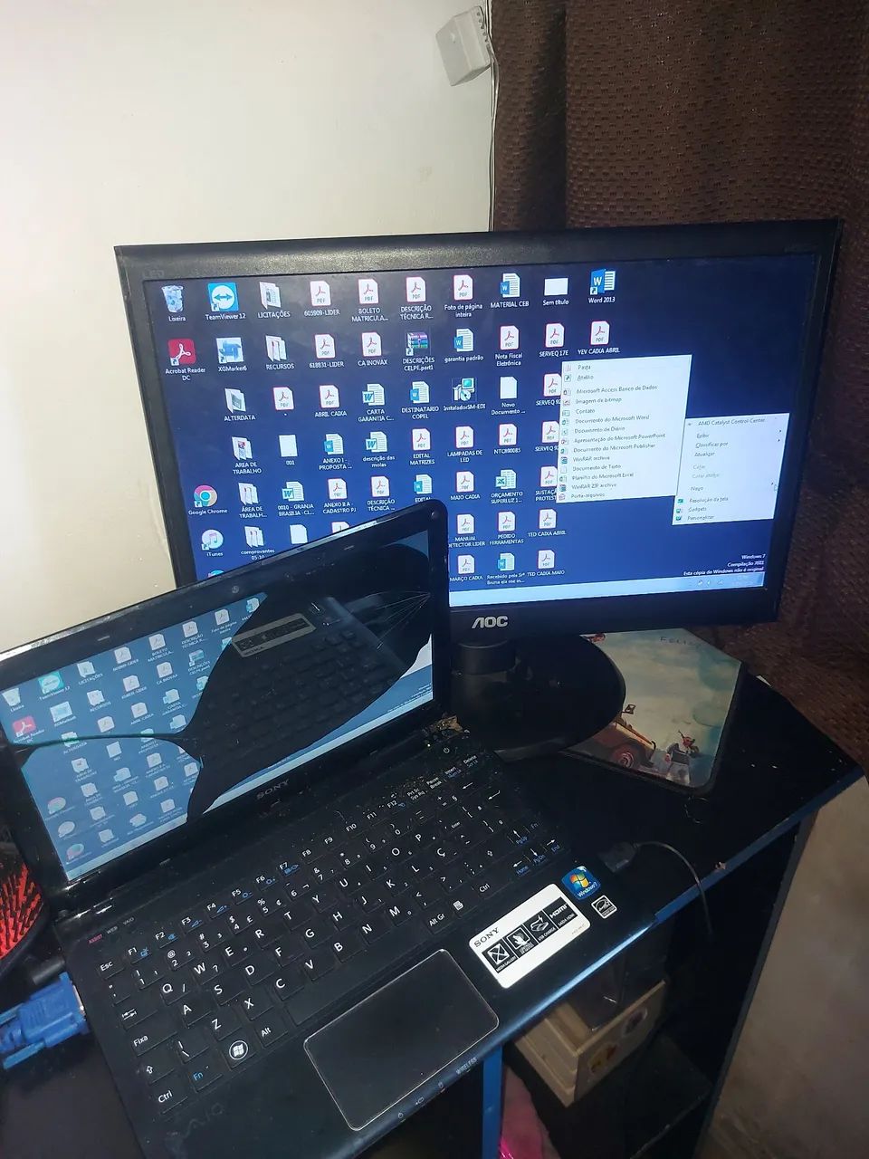 Notebook Sony vaio funcionando perfeitamente, ligado no monitor de 20 polegadas  - Foto 4