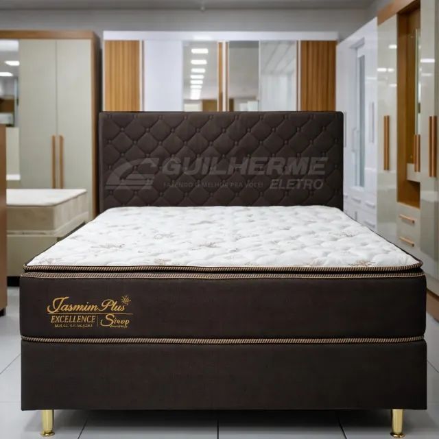 Conjunto box Casal Jasmim Plus Excellence C/pillow padrão 1,38 