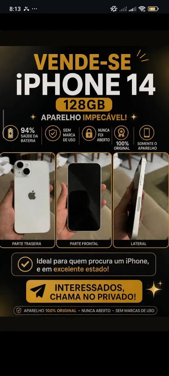 iPhone 14 128gb 94% da saúde da bateria ?