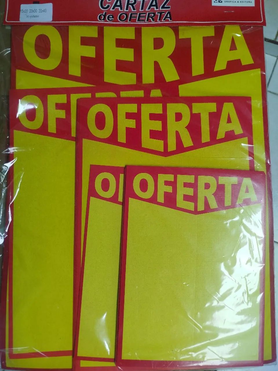 Cartaz de ofertas,pacote com 36 unidades ,g,m,p