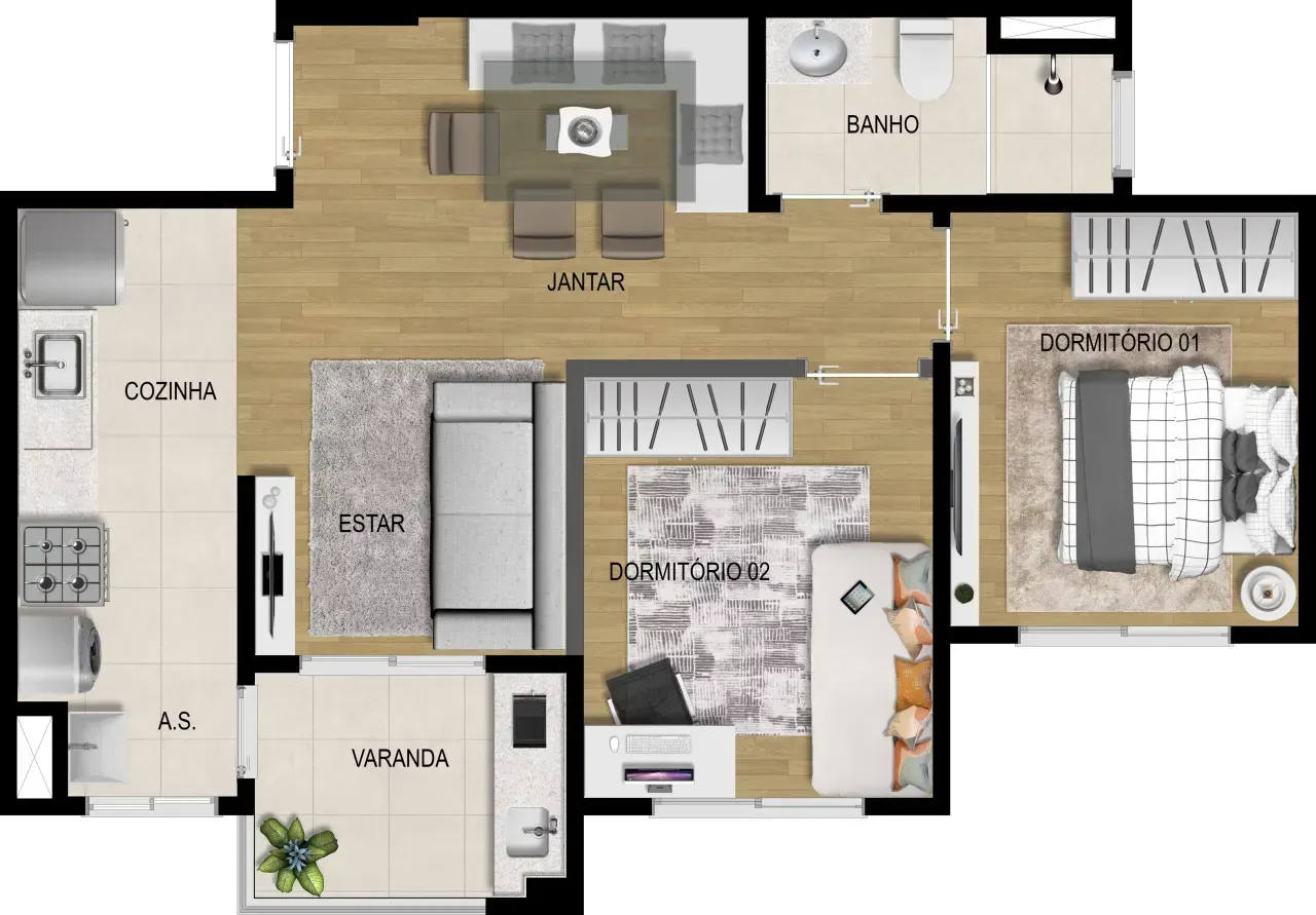 PLANTA 53m²