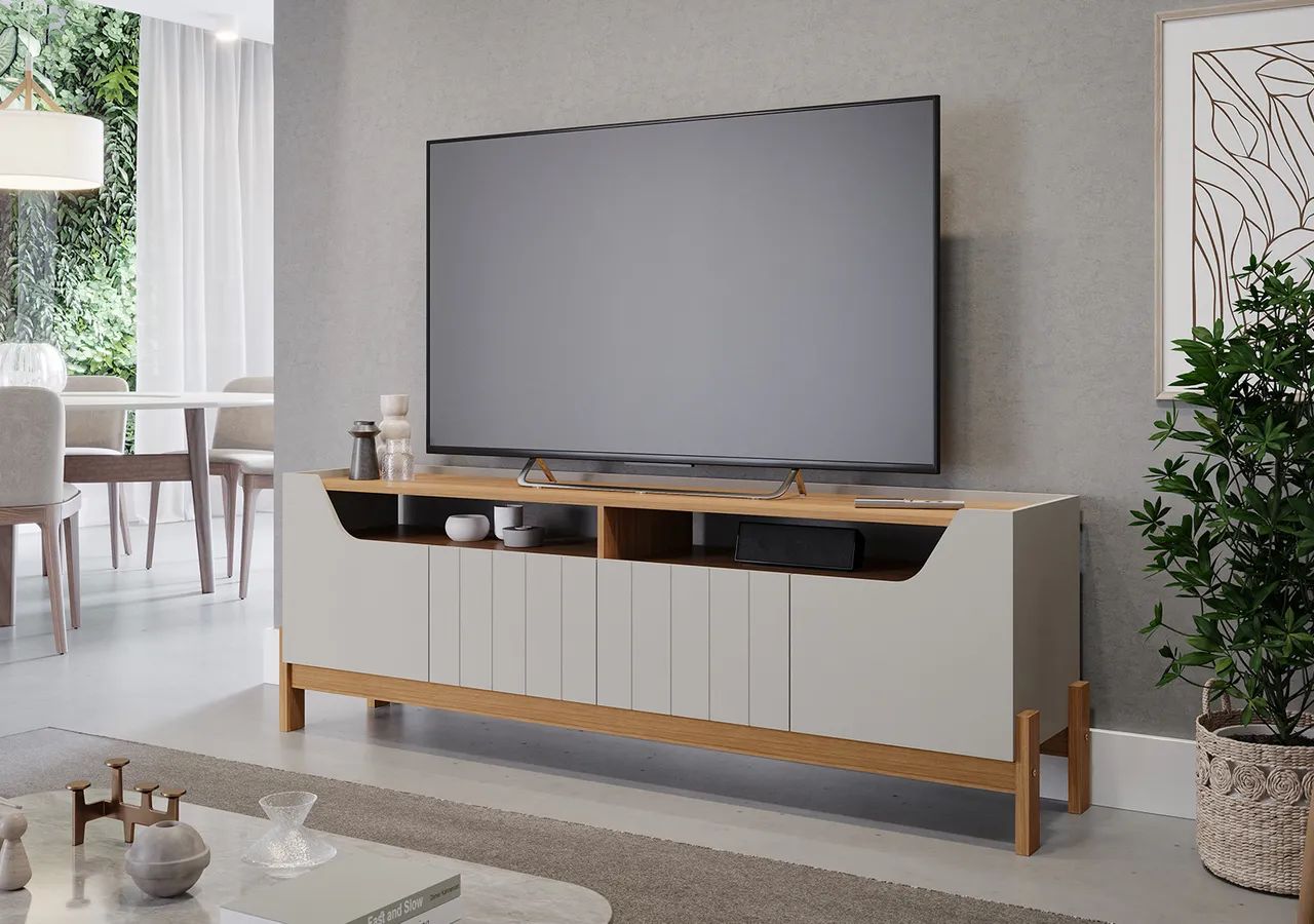 Rack Bancada Moema Permobili 100% MDF, para TVs até 70 Polegadas - Entrega Imediata; - Foto 3
