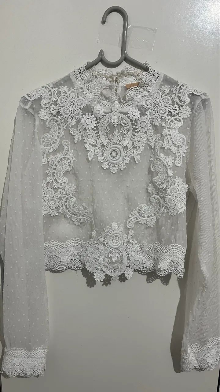 Blusa manga longa transparente 