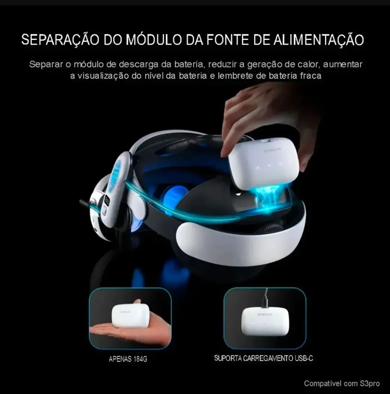 BOBOVR B100 META QUEST 3 e 3S compatível apenas com strap MAX E3 e S3 PRO - Foto 4