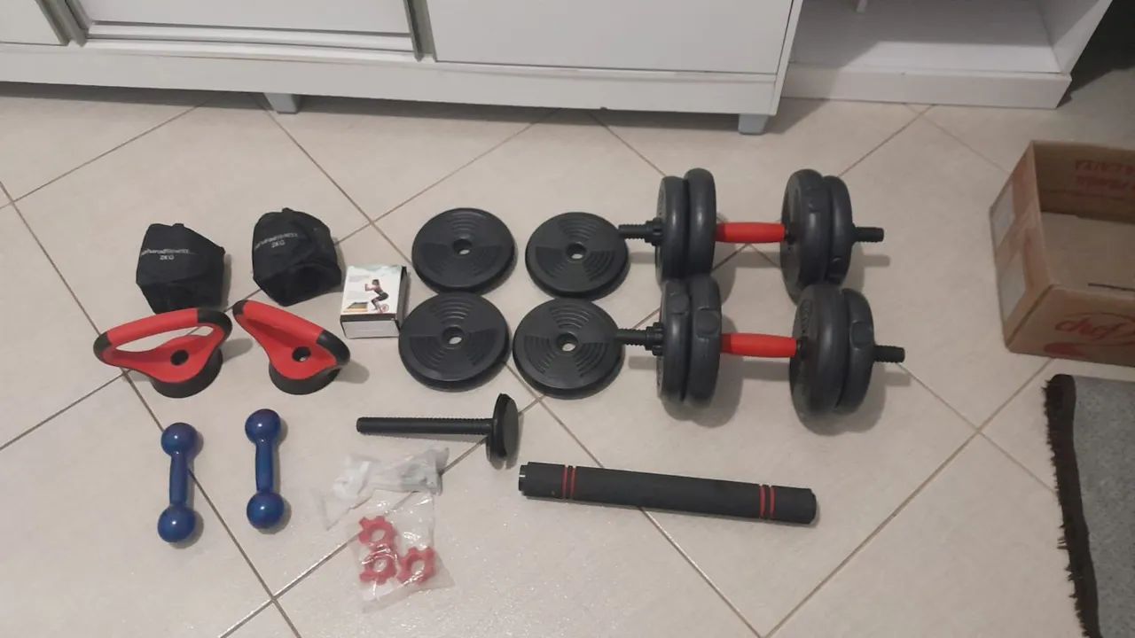 Kit halteres e anilhas ajustáveis  - Foto 4