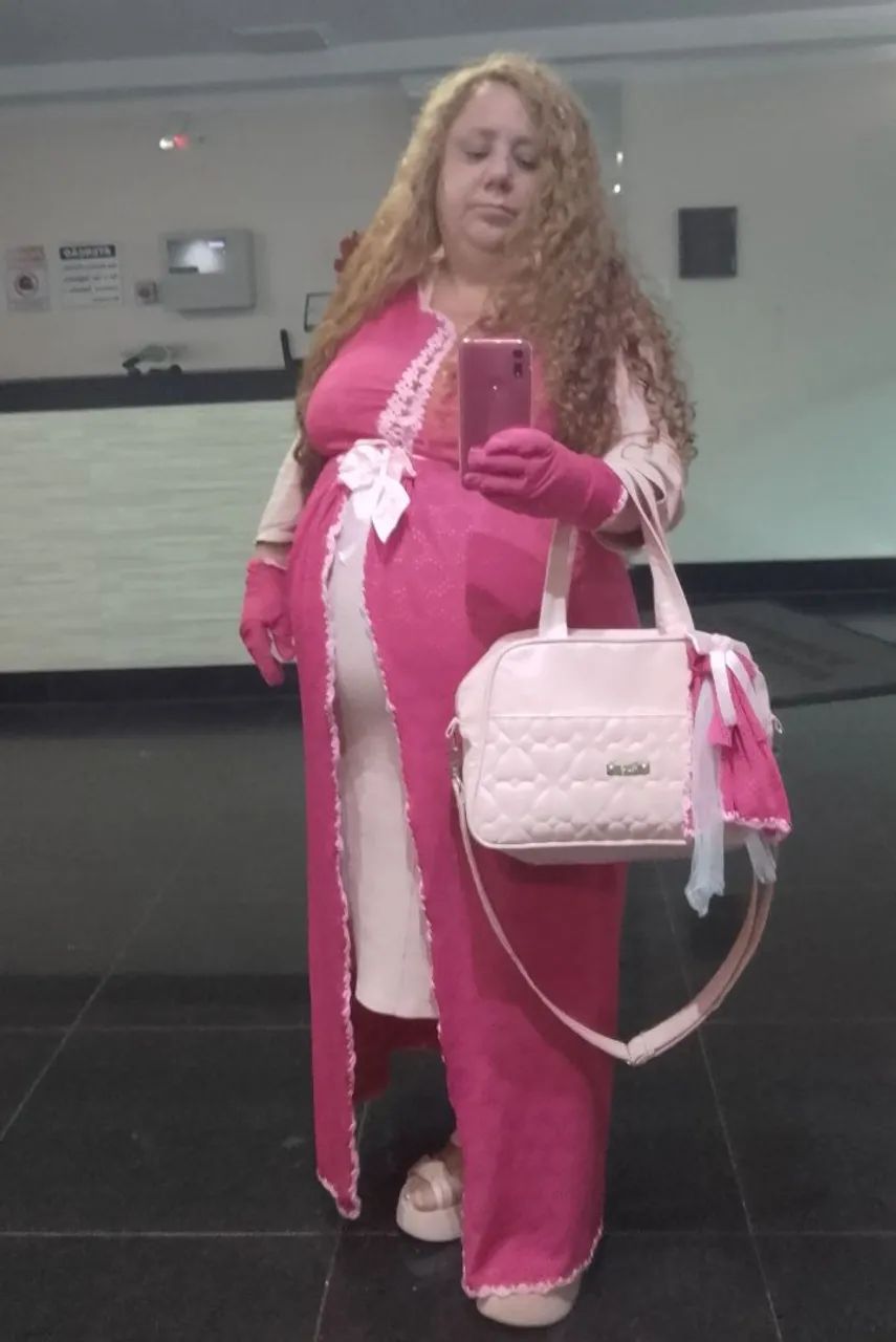 Bata Gestante pink  de laise