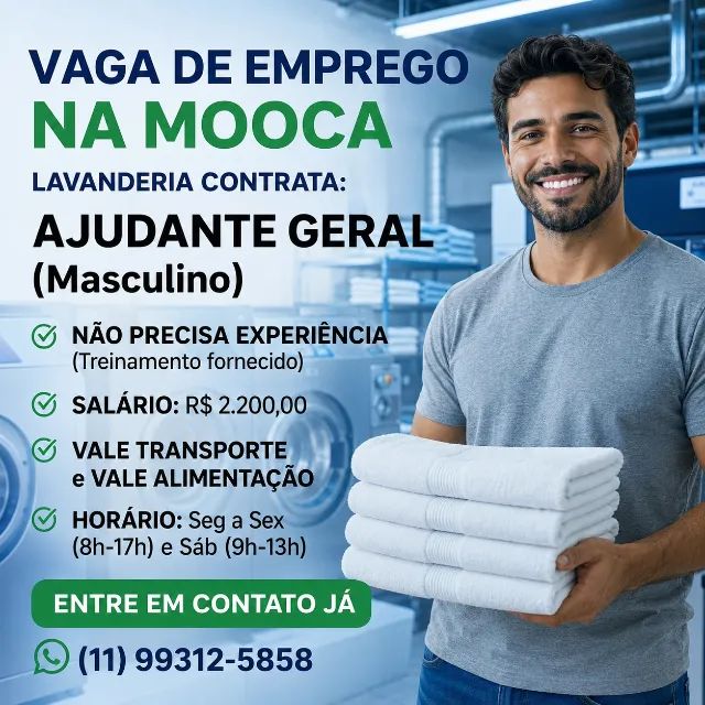 Vaga Ajudante Geral Lavanderia - Mooca