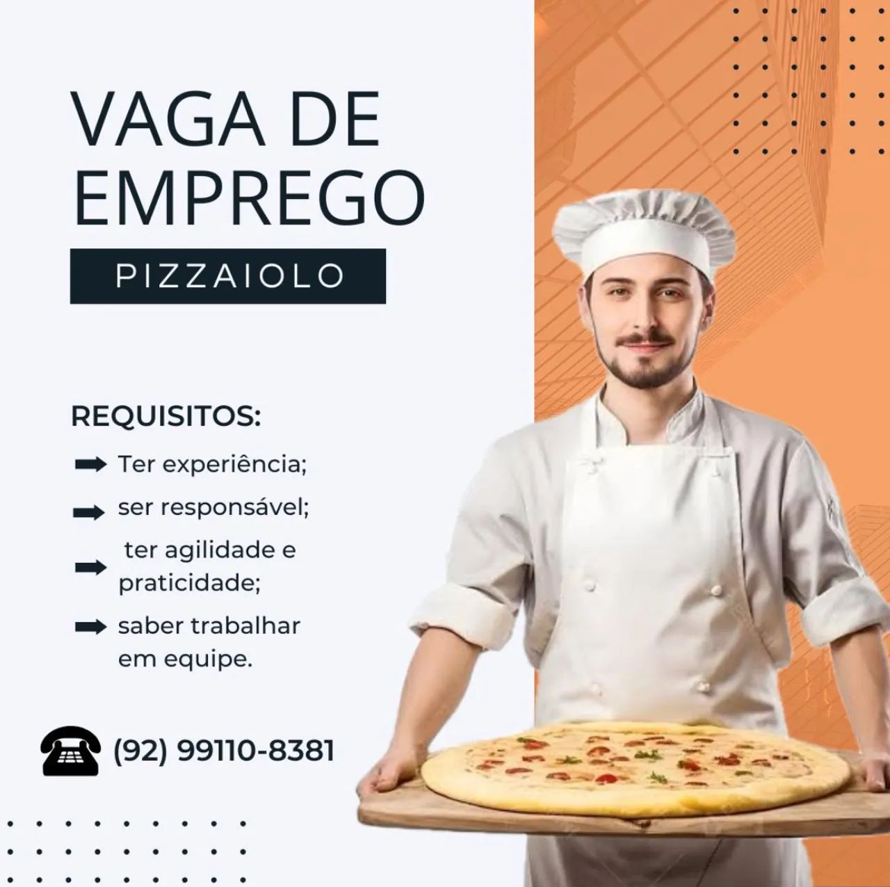 Vaga de emprego: Pizzaiolo