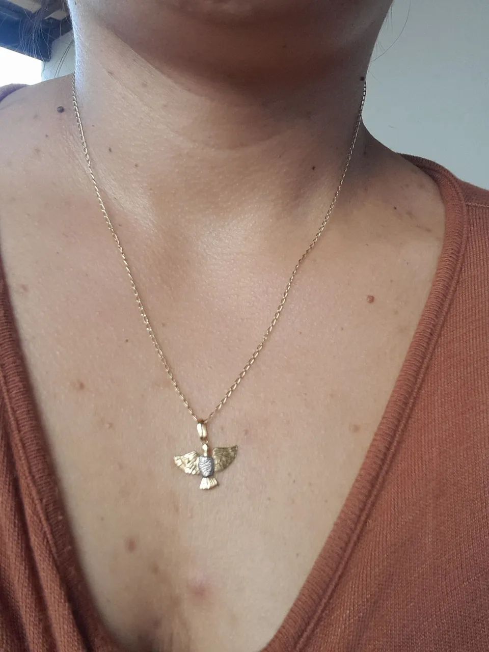 Corrente de Ouro com Pingente Espírito Santo / Pomba da Paz ? Excelente Estado - Foto 3