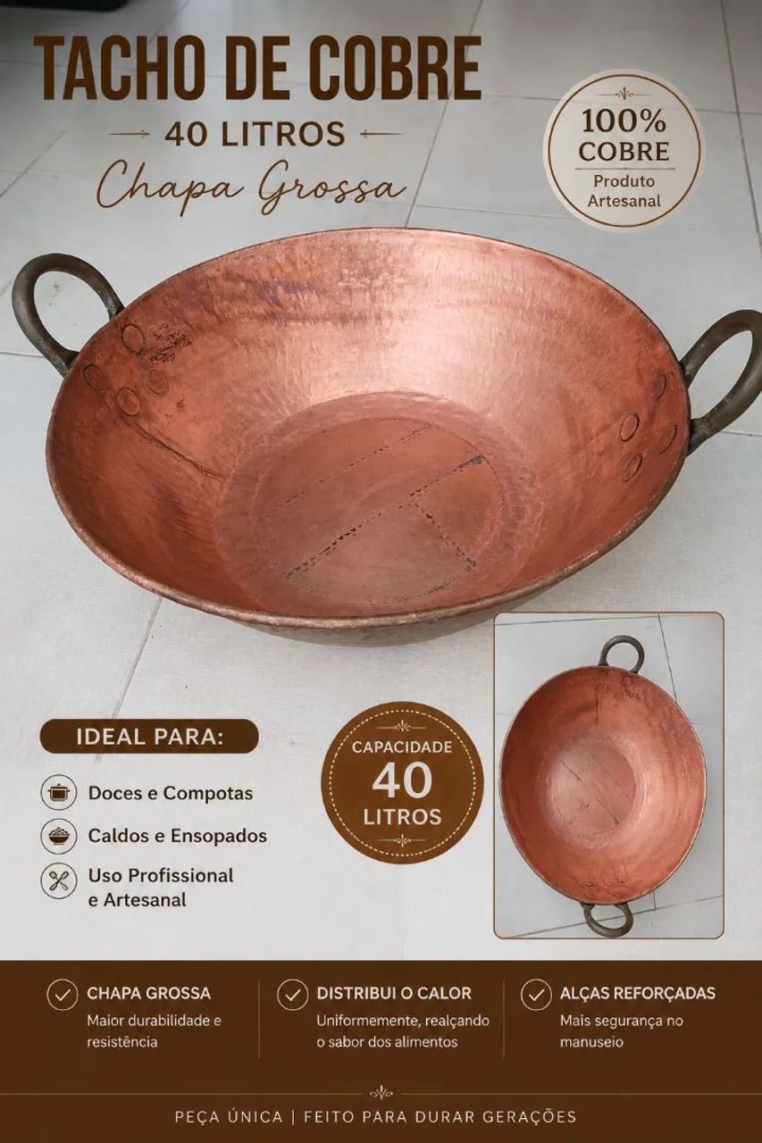 Tacho de cobre de 40 litros