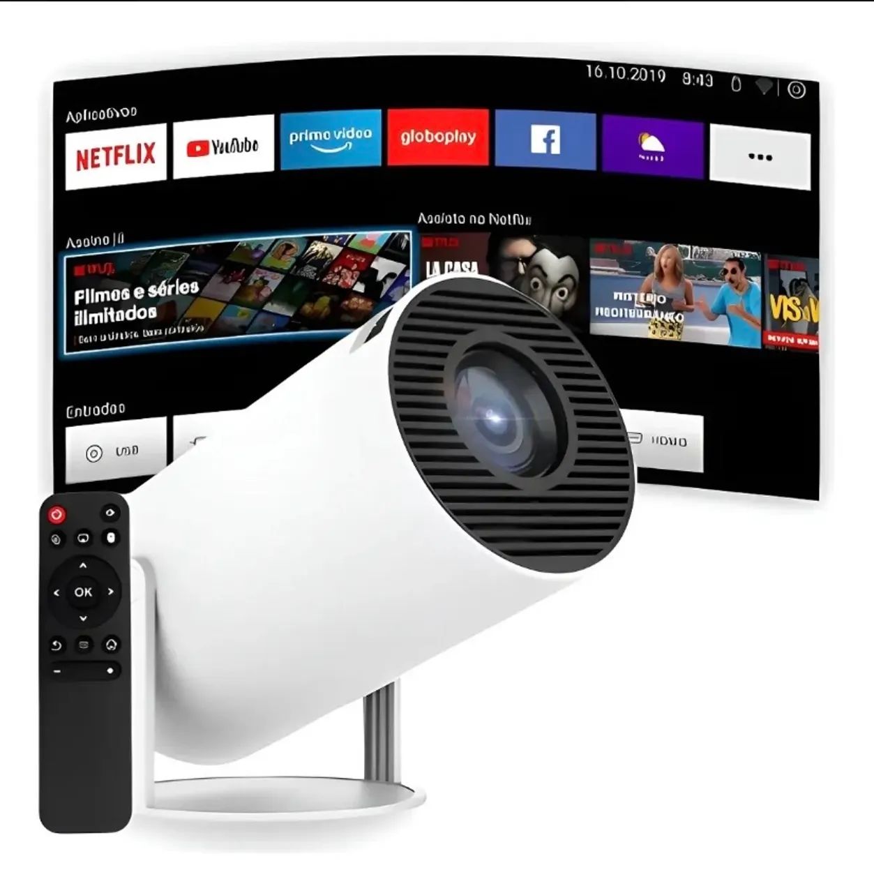 Projetor Smart Portátil Full Hd 4k Bluetooth Android Wifi 