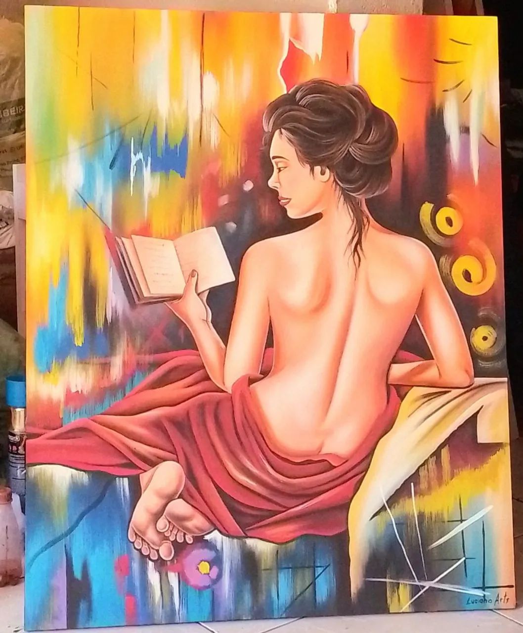 Quadros pintados há mão em tecido  - Foto 5
