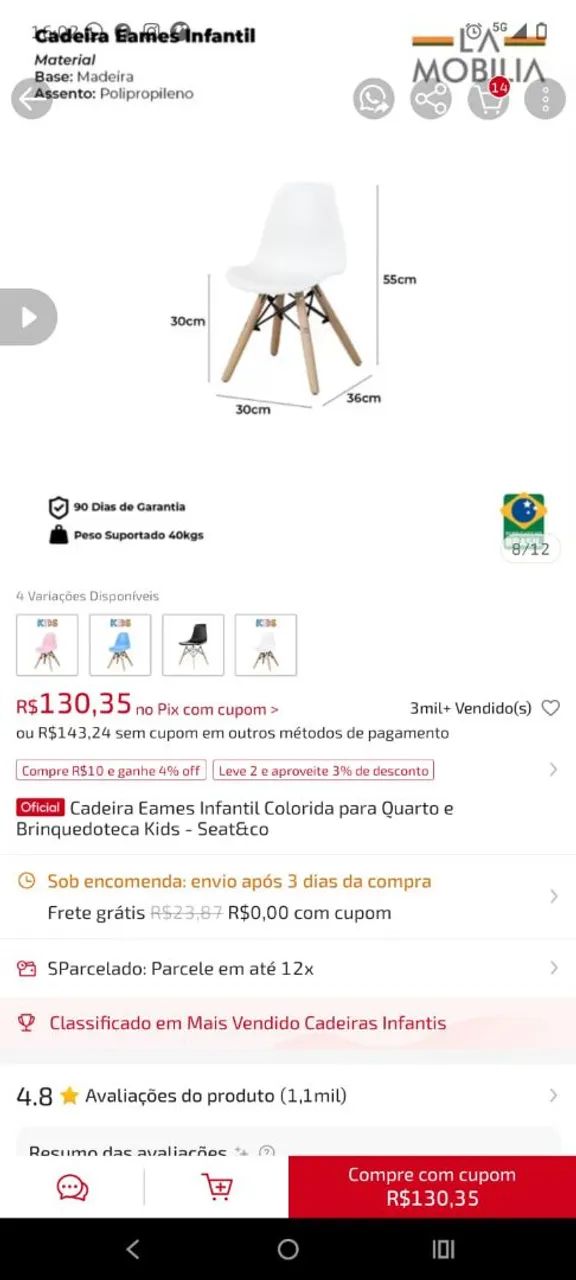 Cadeiras infantis