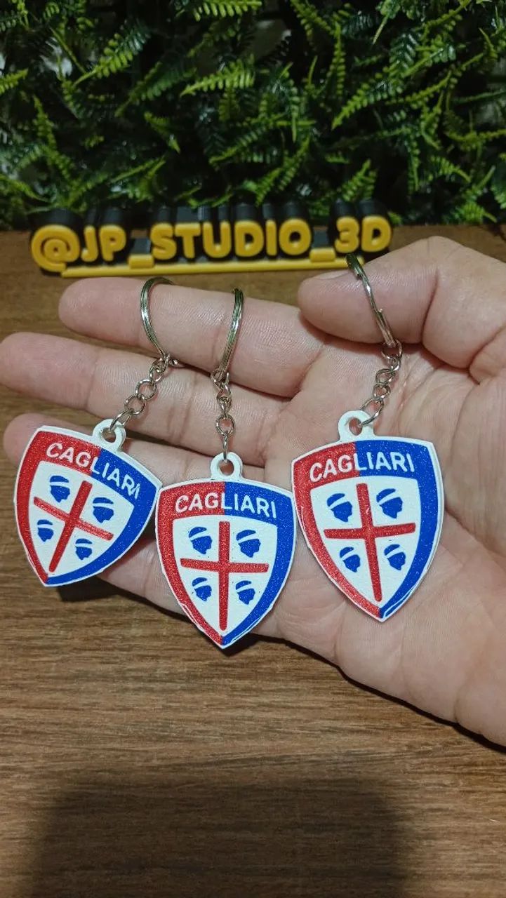 Kit 3 Chaveiros do Cagliari Feitos em 3D 