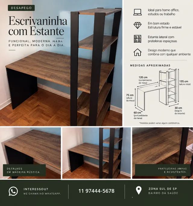 Escrivaninha de madeira