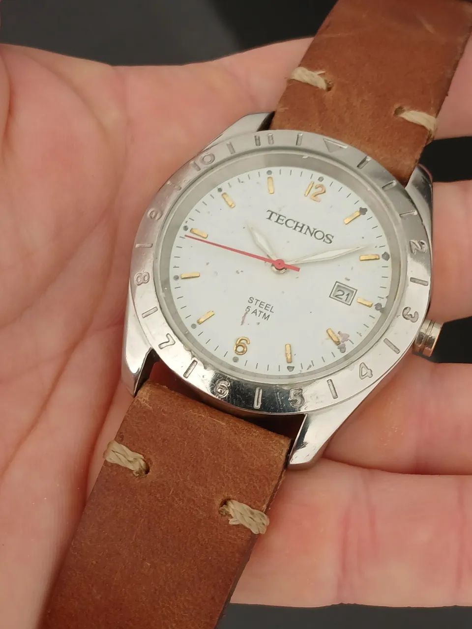 Relógio TECHNOS STEEL social clássico quartz seminovo, estudo trocas.  - Foto 4