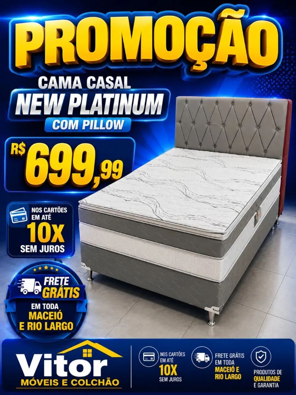 CAMA CASAL NEW PLATINUM COM PILLOW 