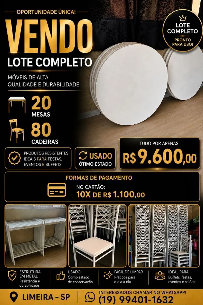Mesa e Cadeiras para Buffet
