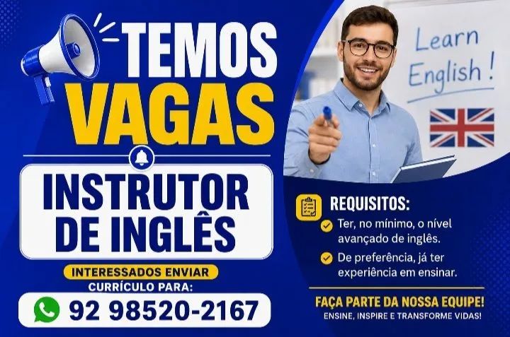 Vaga para instrutor(a) de Inglês 