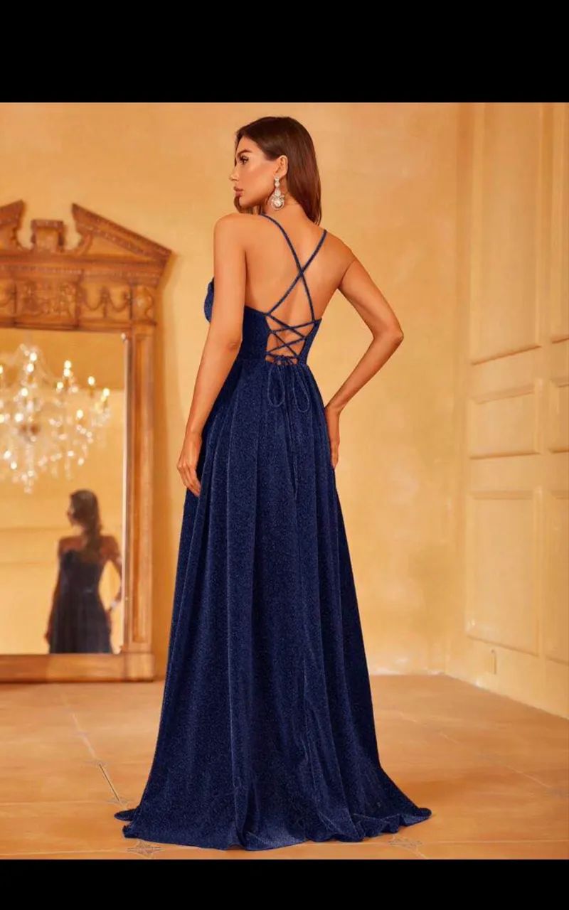 VESTIDO AZUL MARINHO COM GLITTER  - Foto 2