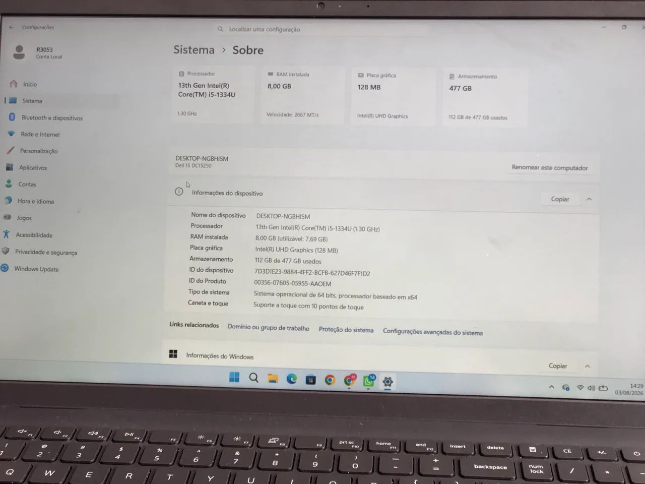 Notebook Dell 15 touchscreen - Intel core | 8GB RAM | SSD 512GB - Foto 3