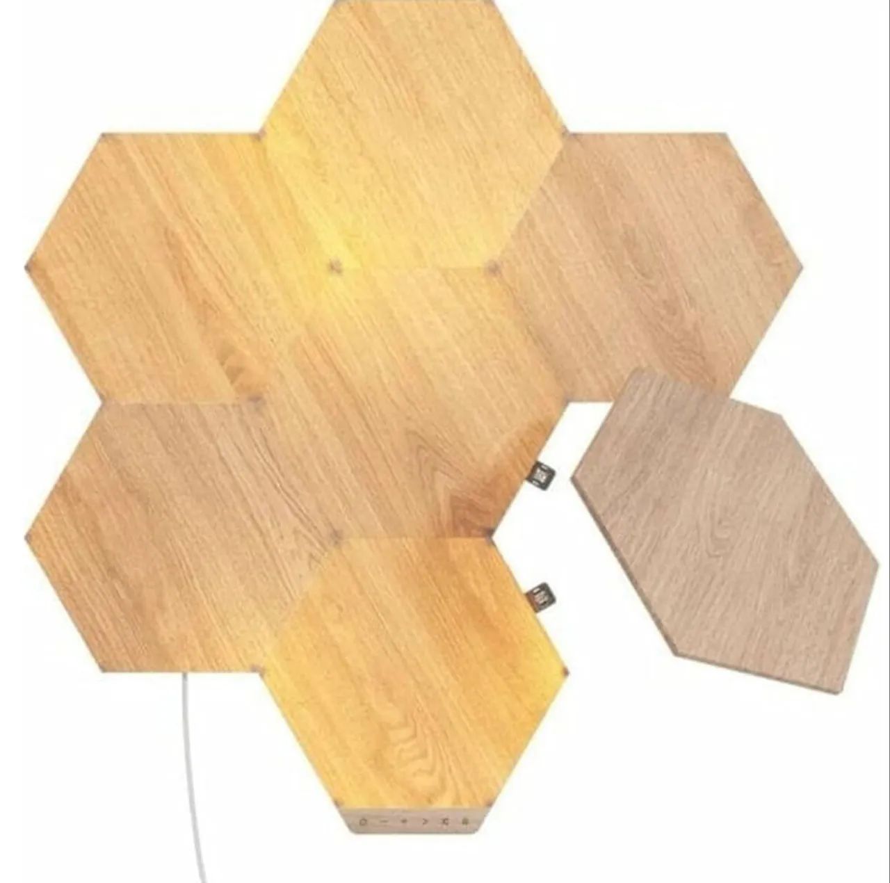  Nanoleaf Elementos - Kit inteligente hexagonal de aparência de madeira  - Foto 3