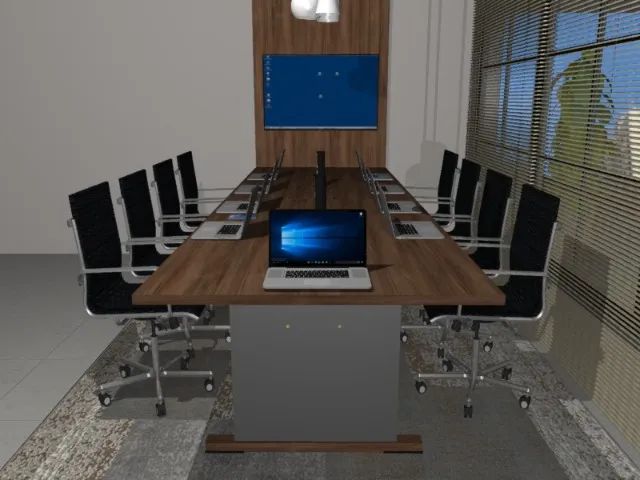 Mesa de Reunião Delluxe White. Alto Padrão. Torres de Tomadas. L360cm x P100cm x A74x - Foto 3