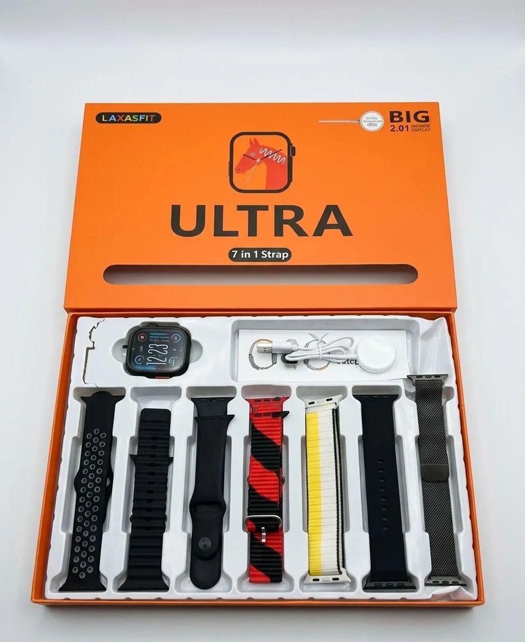 Smartwatch Ultra 7 em 1 Bluetooth + 7 Pulseiras Conecta Celular iOS Android - Foto 2