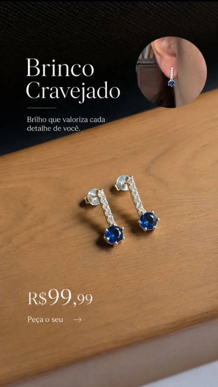 Par de Brincos Cravejados Prata 925