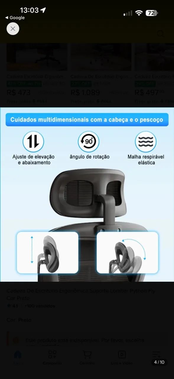 Cadeira ergonômica NOVA na caixa  - Foto 5
