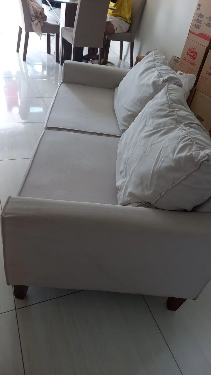 Sofá 2 Lugares 1,60 m (Bege) - Bom Estado - Foto 4