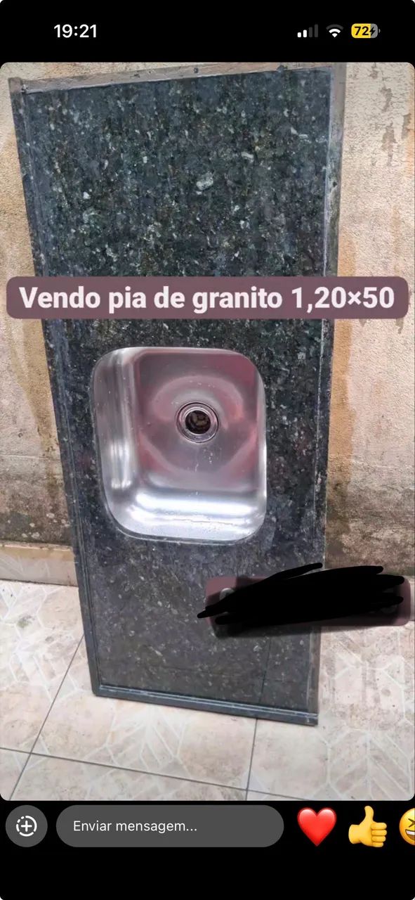 Pia de granito 1,20x50