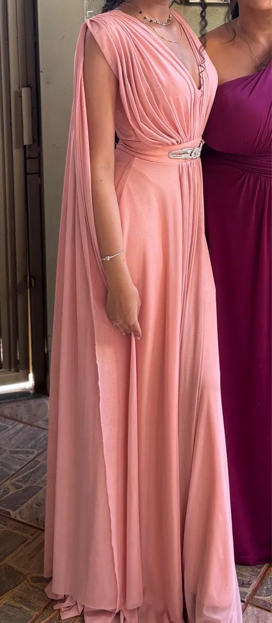 Vestido de festa rosa blush com pedraria  - Foto 3