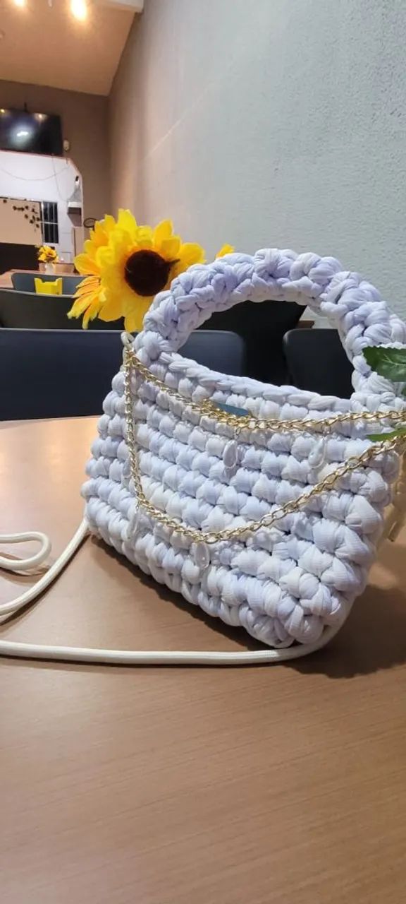 Bolsa de crochê de ombro 