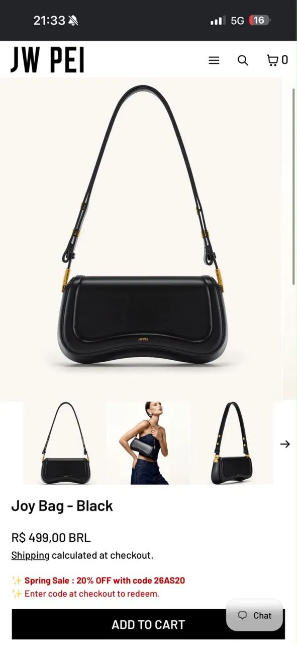 Bolsa JW Pei joy bag preta