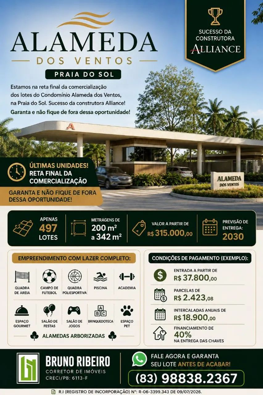 VENDE-SE lote em CONDOMÍNIO ALLIANCE 