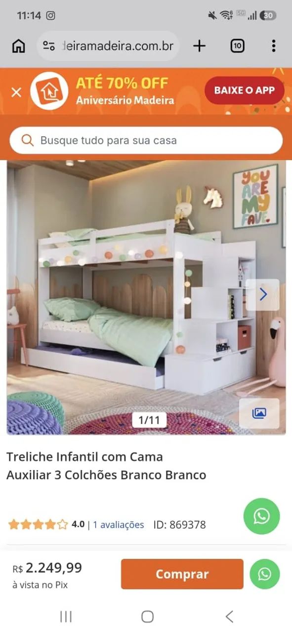 Triliche Infantil com cama auxiliar - Foto 2