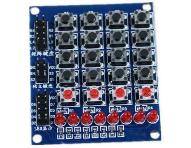 COD-AM244 Teclado 4x4 Matrix Array 16 interruptor de chave Teclado 8 Led 4 Botõe Ardui