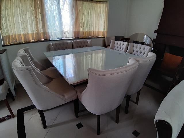 Promocão-Mesa quadrada com tampo vidro laqueado ICE +8 poltronas russia